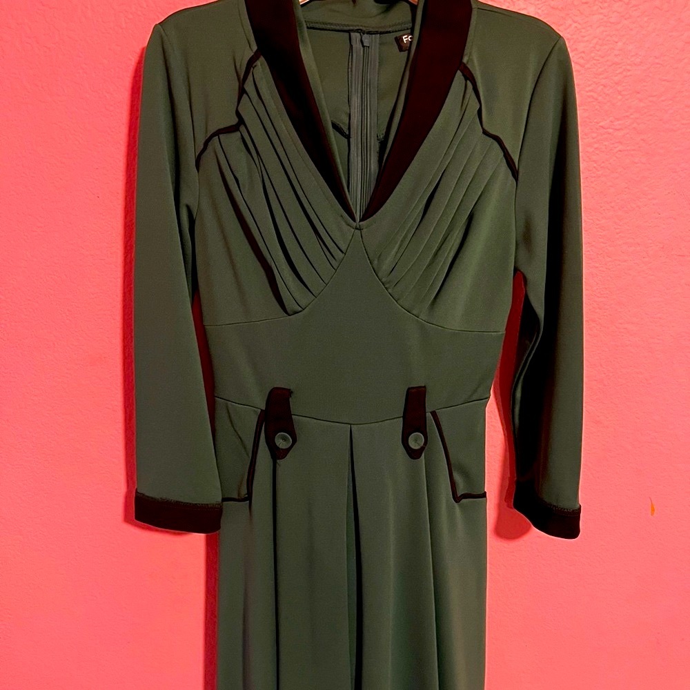 Dark green knee length dress